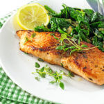 Grilled Salmon With Thyme, Lemon And Spinach,